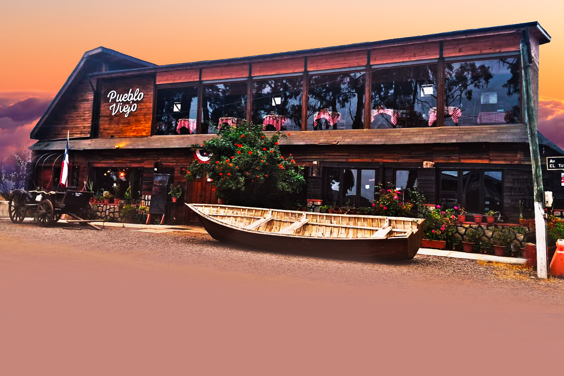 Fachada de Restaurante Pueblo Viejo en Algarrobo